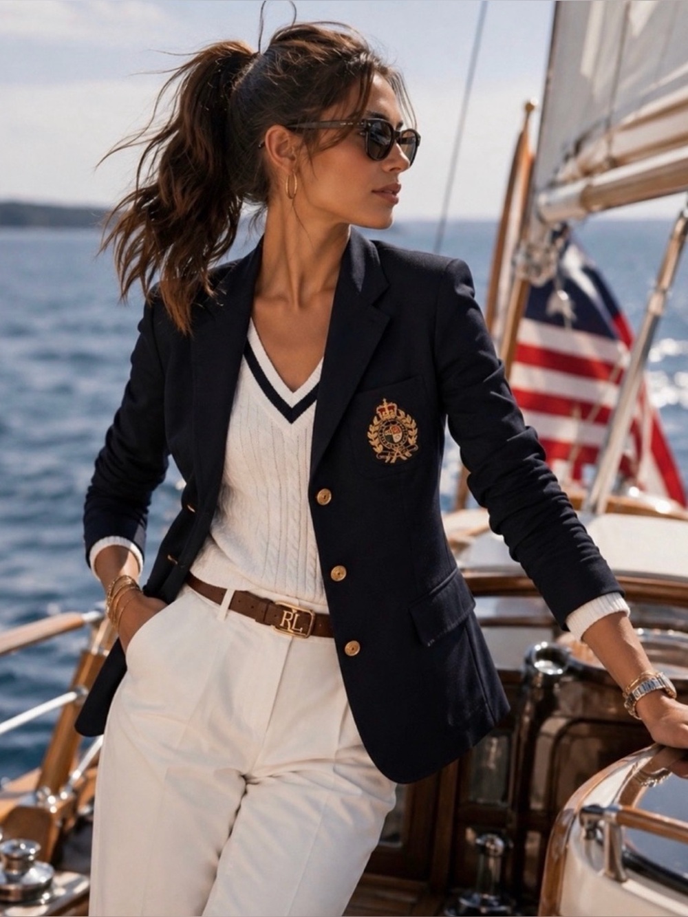 Ralph Lauren Embroidered Crest Deep Blue Blazer Jacket